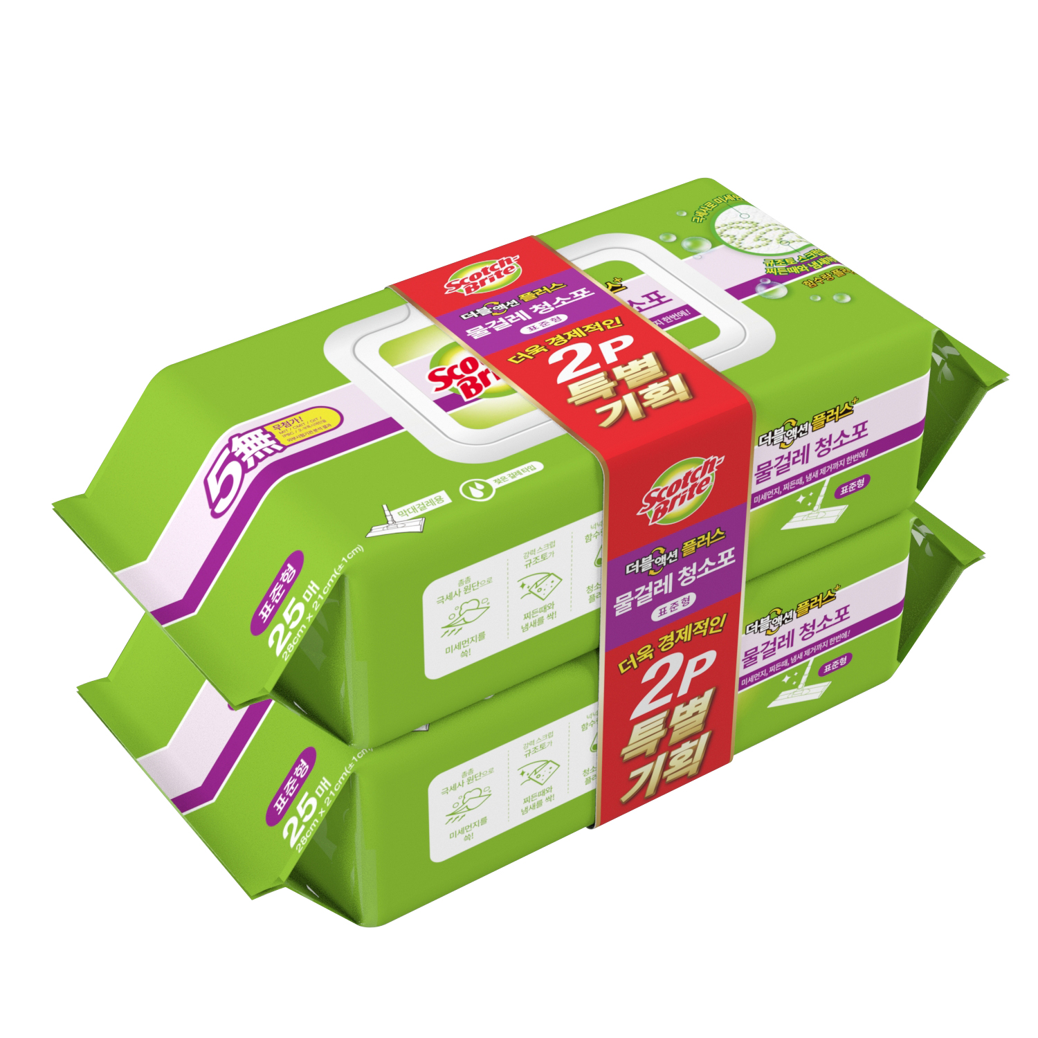 3M 스카치브라이트 표준형 물걸레청소포 더블액션 플러스 50매 (25매 x 2팩) - 상품 이미지