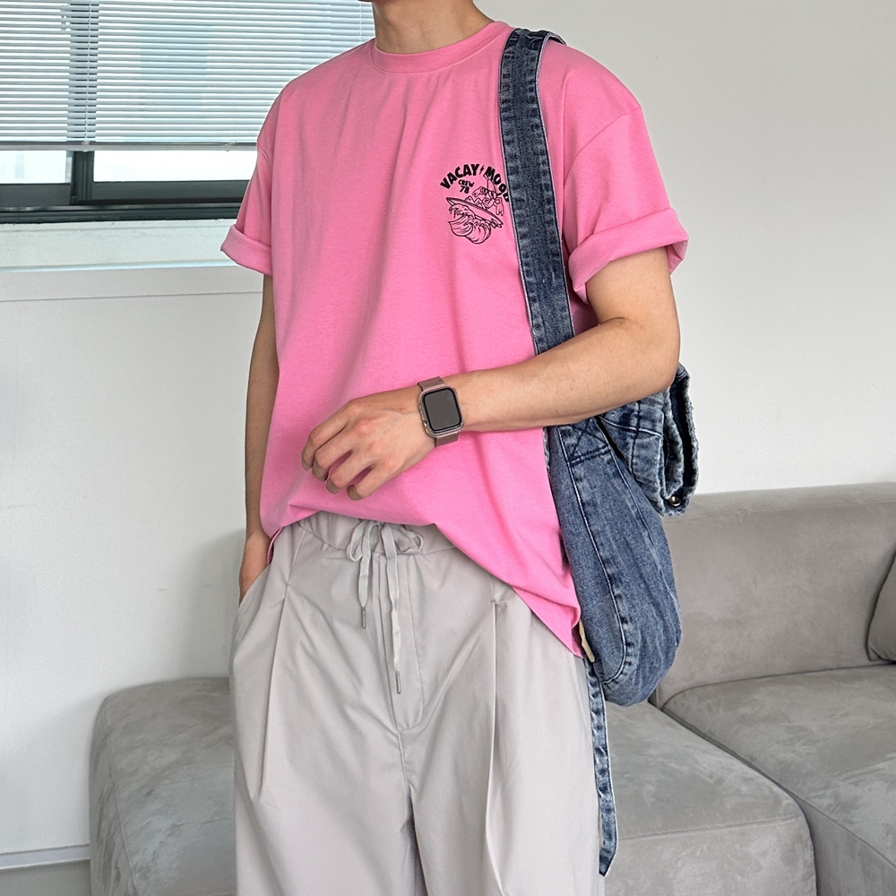 쿨 티셔츠 남자 오버핏반팔 분또 프린팅 나염 커플 반팔티 - 상세 이미지 3