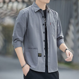 1+1 남성 얇은 칠부소매 카고 포켓 셔츠 여름 캐주얼 코트 오버핏 남방 착용 후기 | 사이즈/핏 총정리 - 상품 이미지 2