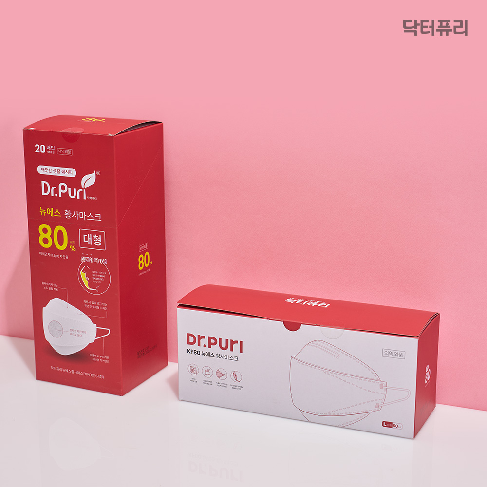 닥터퓨리 KF80 뉴에스 황사마스크 개별포장/번들포장 대형, 50개
