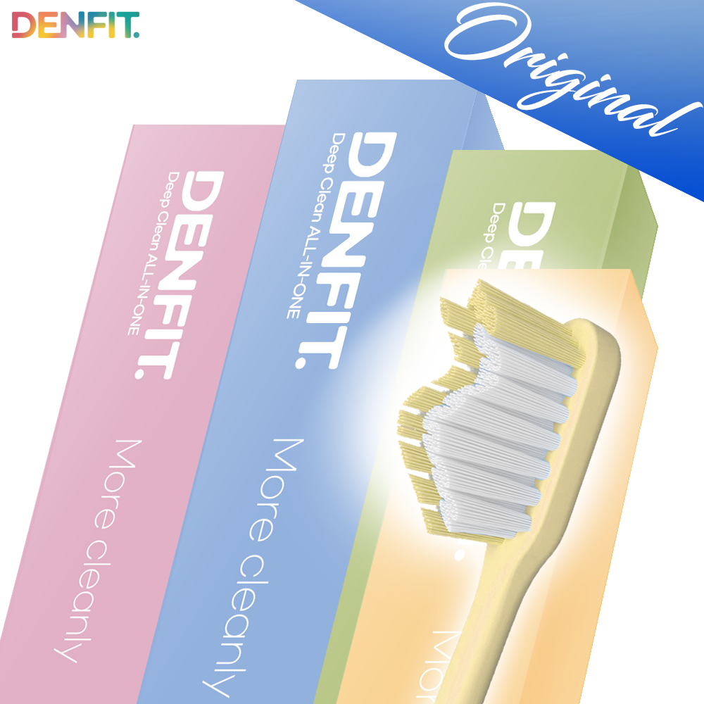 (오리지널) DENFIT 덴핏 딥클린 올인원 엣지 피라미드형 칫솔 파스텔 색상 4칼라/12개입
