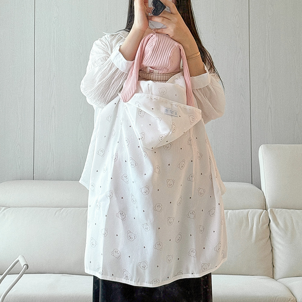 올포홈 인견 여름 아기띠 블랭킷 유아 아기띠 햇빛 가리개 테디하트 - 상세 이미지 4