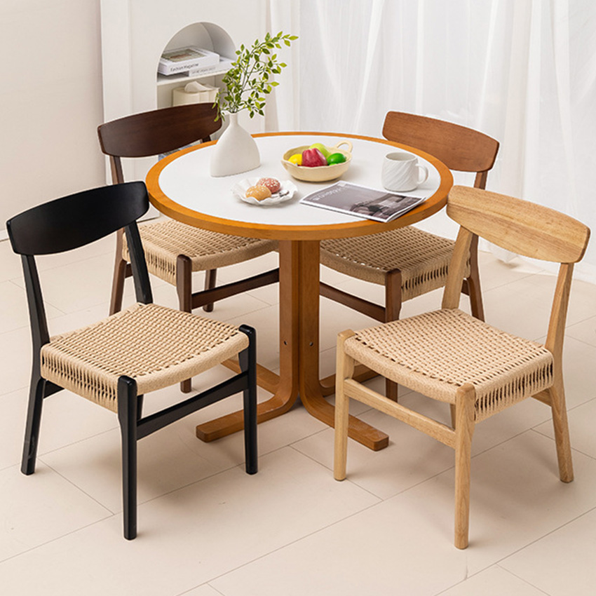 노르딕 라탄 라운드 원목 식탁 체어 Nordic Rattan Chair - 상세 이미지 4