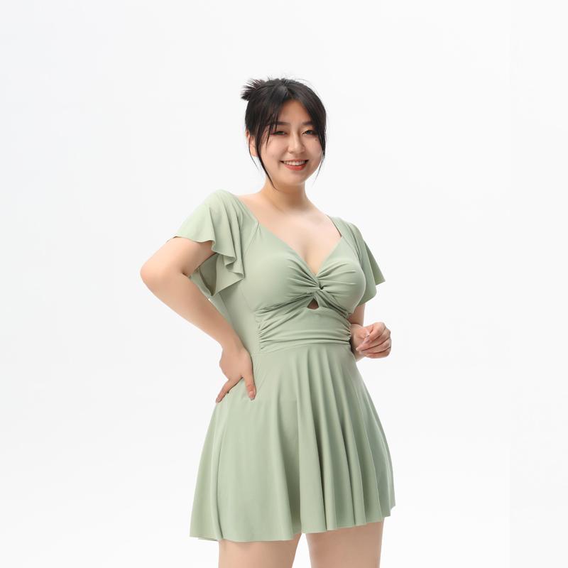 105KG 초 빅사이즈 슬림해 보이는 여성 원피스 수영복 엄마수영복 체형커버 치마바 - 상세 이미지 5