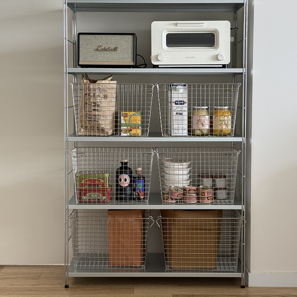 [단독] 철제 스텐 바구니 와이어 바스켓 다용도 수납 펜트리 정리 M