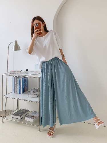 폼나나 Pomnana 오버핏 와이드 긴바지 찰랑훌 데일리 편한 팬츠 - 상품 이미지