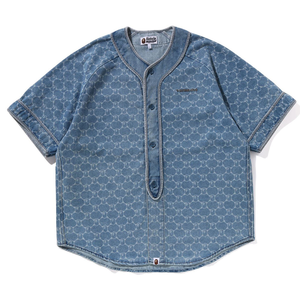베이프 셔츠 COLLEGE MONOGRAM BASEBALL SS DENIM SHIRT 1L30-132-304 - 상세 이미지 3