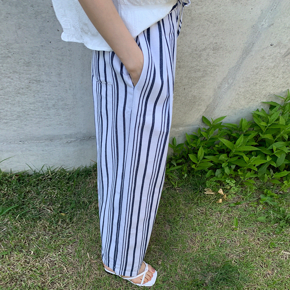 솔라비 스트라이프 린넨 팬츠 - 상세 이미지 3