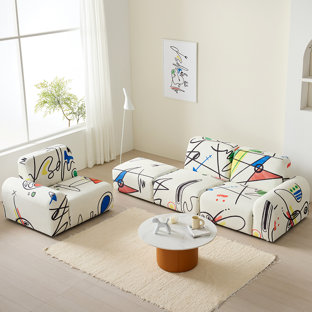 듀이 아트 4인용 쇼파 프리미엄 갤럭시 패브릭 모듈 소파 CL526