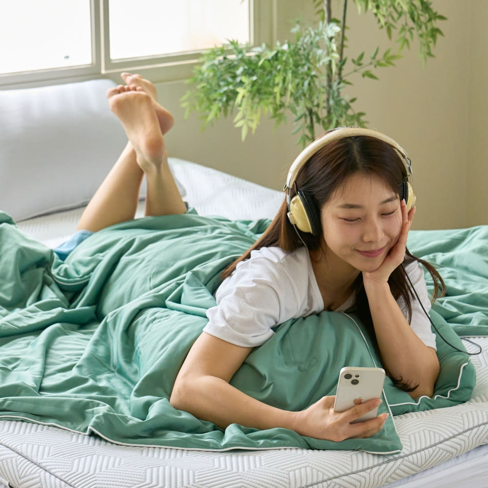 [냉감100%] 시원쿨쿨 냉감이불 시원한 양면 쿨 여름 이불 라이트그린, Q(퀸) 이미지 7