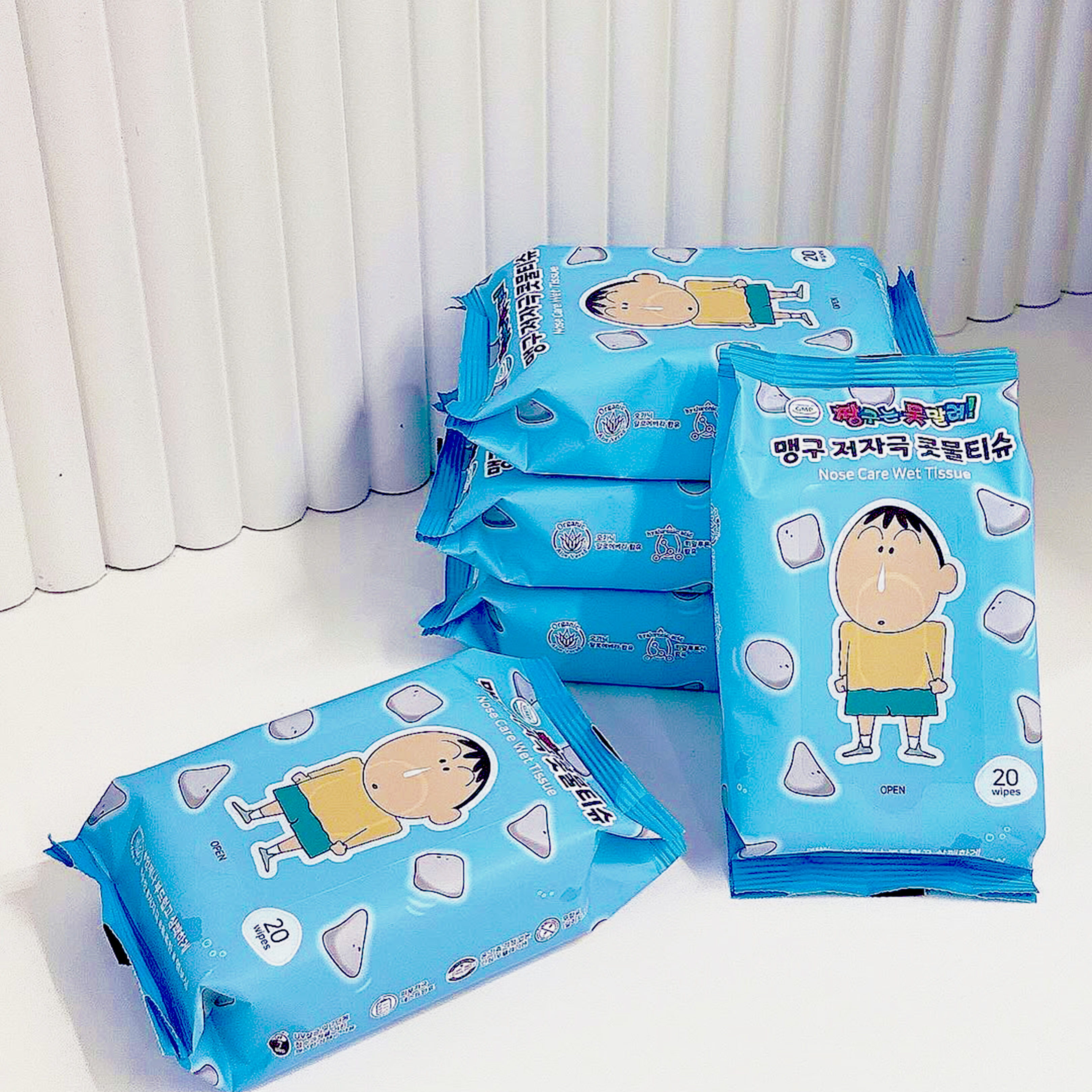 맹구 저자극 물티슈 콧물 20매 20팩  아기 강아지 콧물 엠보싱