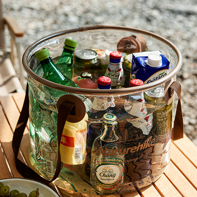 네이처하이크 캠핑 설거지통 10L 투명 캠프 바스켓 방수 식기 바구니