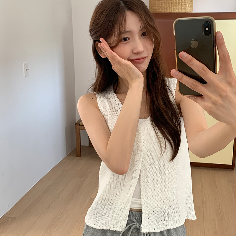사빈느 브이넥 시스루 니트 베스트 vs480 - 상세 이미지 4