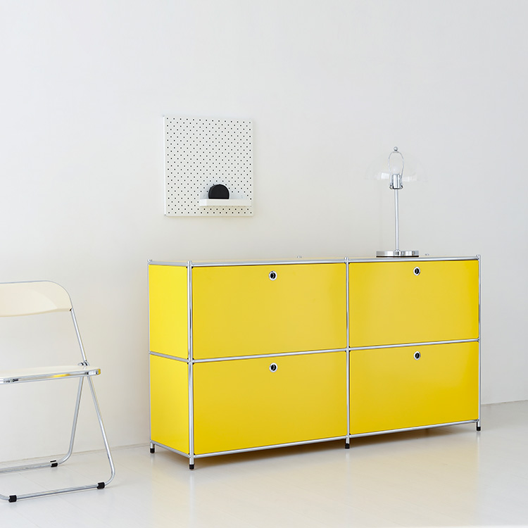 심플리 2x2 수납장 4문 BC018 1520x400x820mm, 2단, 옐로우 3051.8398 - 상세 이미지 4