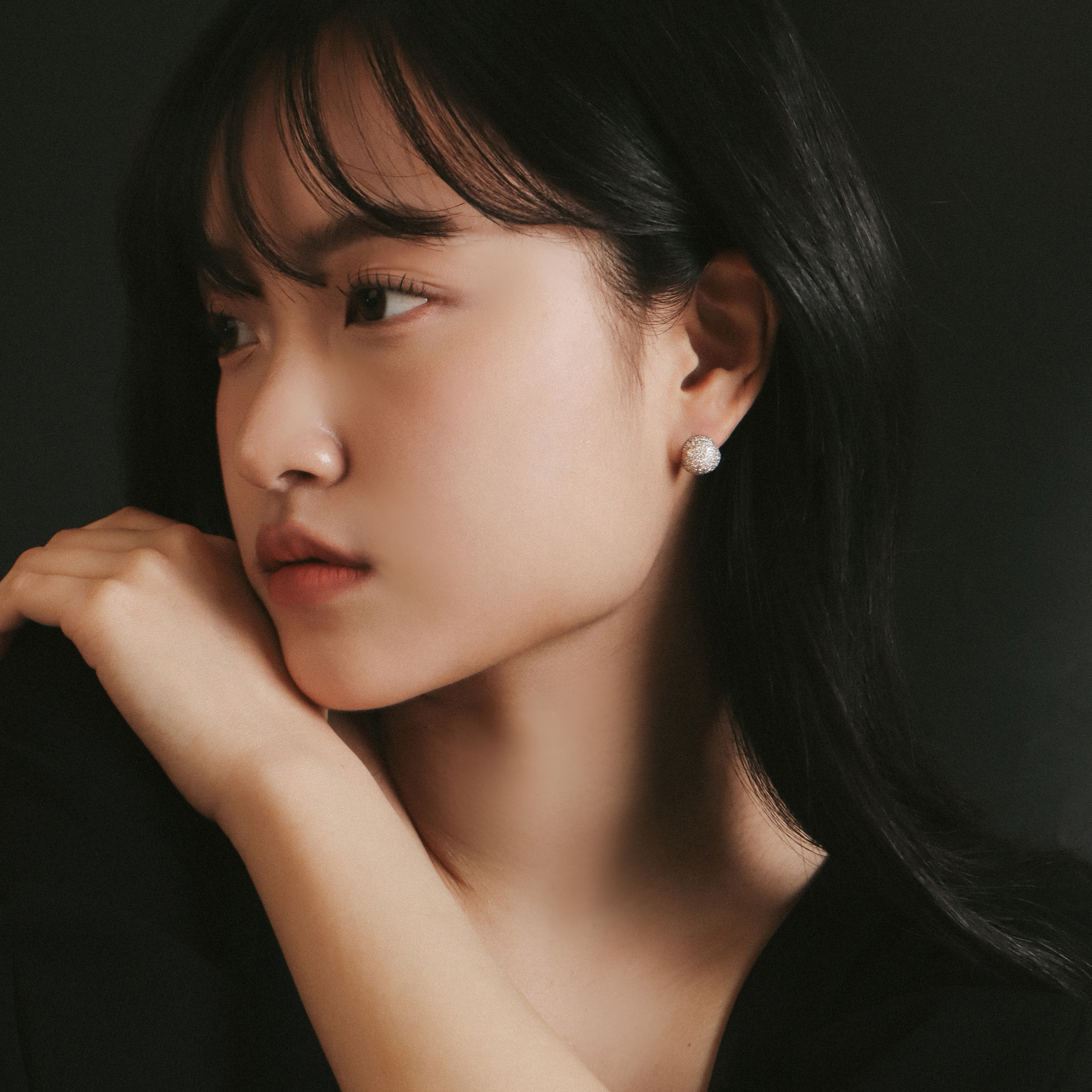 풀파베 볼 귀걸이 은볼 사각 원터치 큐빅 귀걸이 이미지 7
