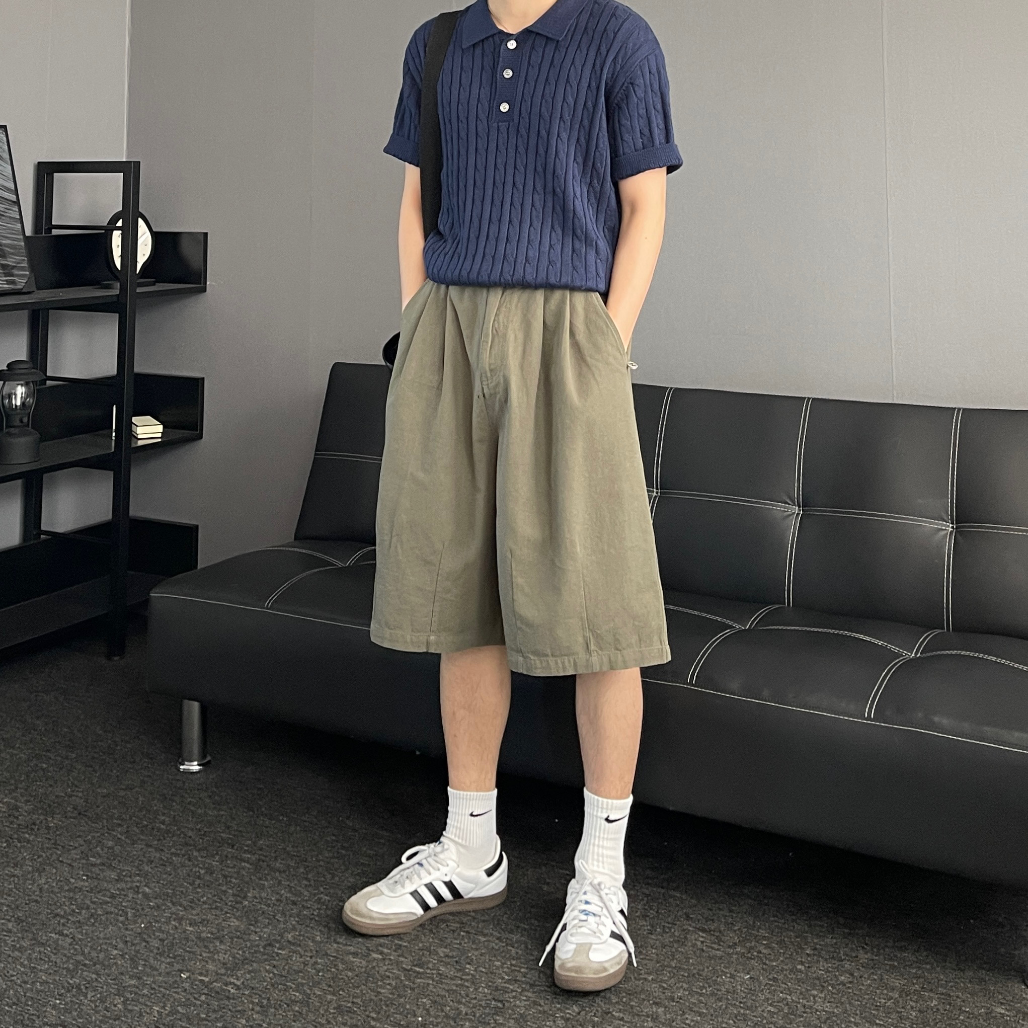 남자면반바지 남자7부반바지 베이지반바지 이미지 8