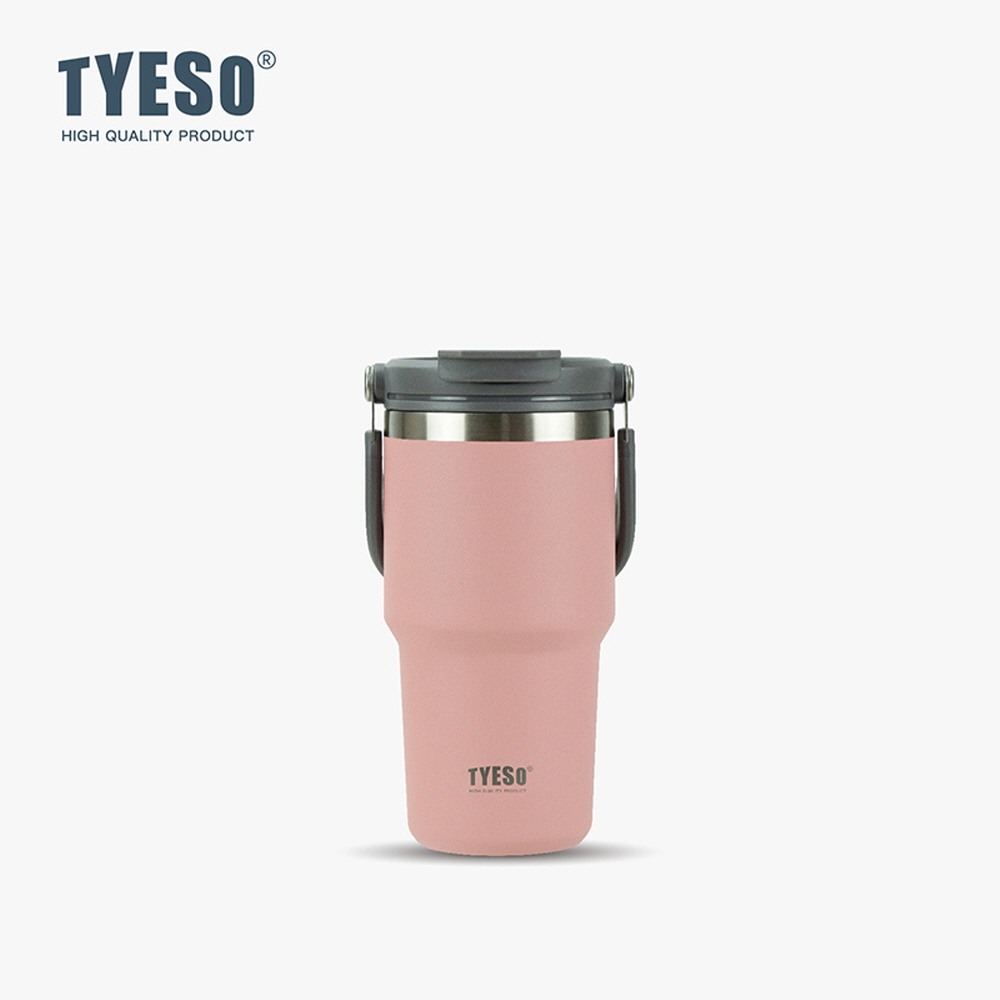 TYESO 대용량 텀블러 보온보냉 손잡이텀블러 스테인리스 학생 심플 600ml, 핑크 - 메인 이미지