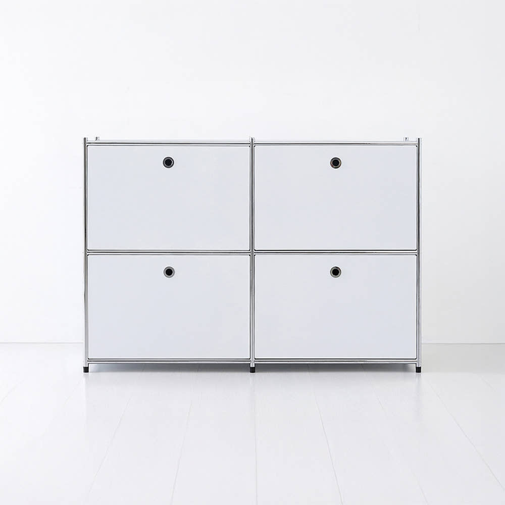 심플리 2x2 수납장 4문 BC606 1180x400x850mm, 2단, 퓨어화이트 3220.9677 - 상품 이미지