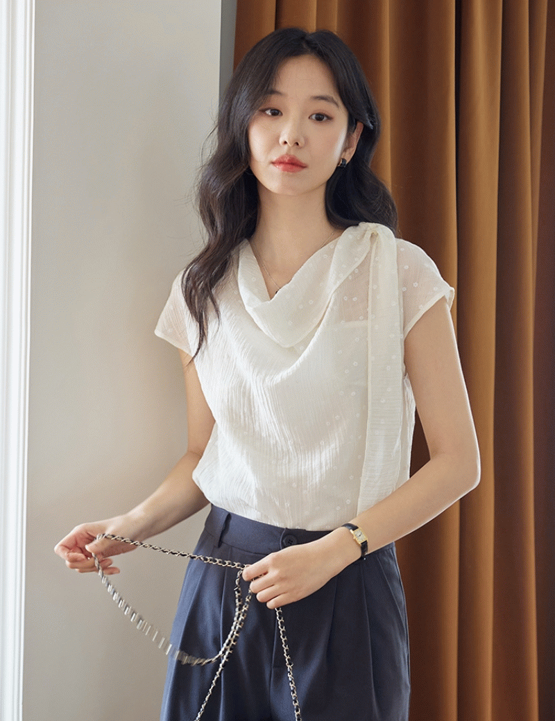 미스티 쉬폰 스카프 도트 블라우스 (나시 set) - 메인 이미지