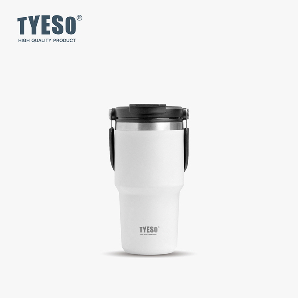 TYESO 대용량 텀블러 보온보냉 손잡이텀블러 스테인리스 학생 심플 600ml, 화이트 - 메인 이미지
