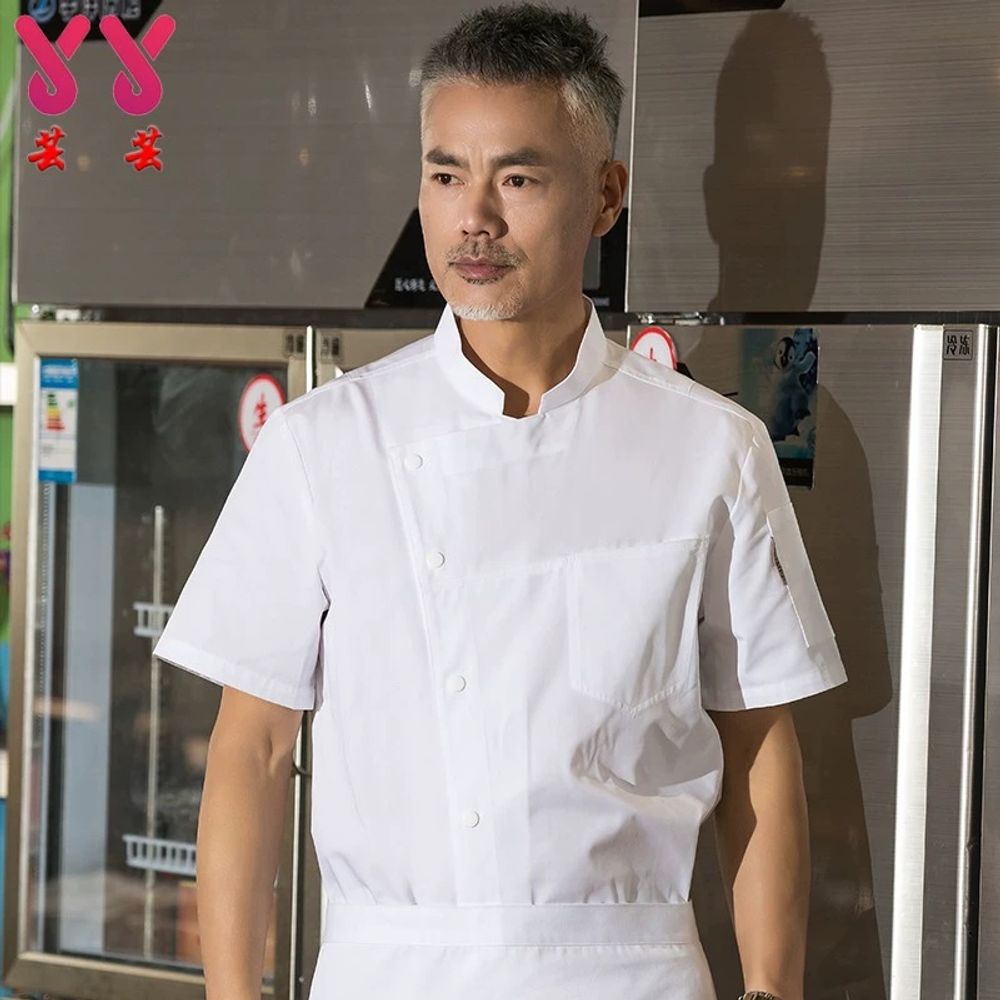 쉐프 조리복 요리사 일식 중식 반팔 리넨가운 요리사복 : 레드트럭
