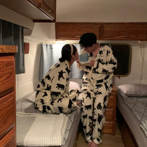 빅사이즈잠옷 커플 임산부잠옷 2XL 3XL 댄싱베어 남성 긴팔파자마 착용 후기 | 사이즈/핏 총정리 - 상품 이미지 3