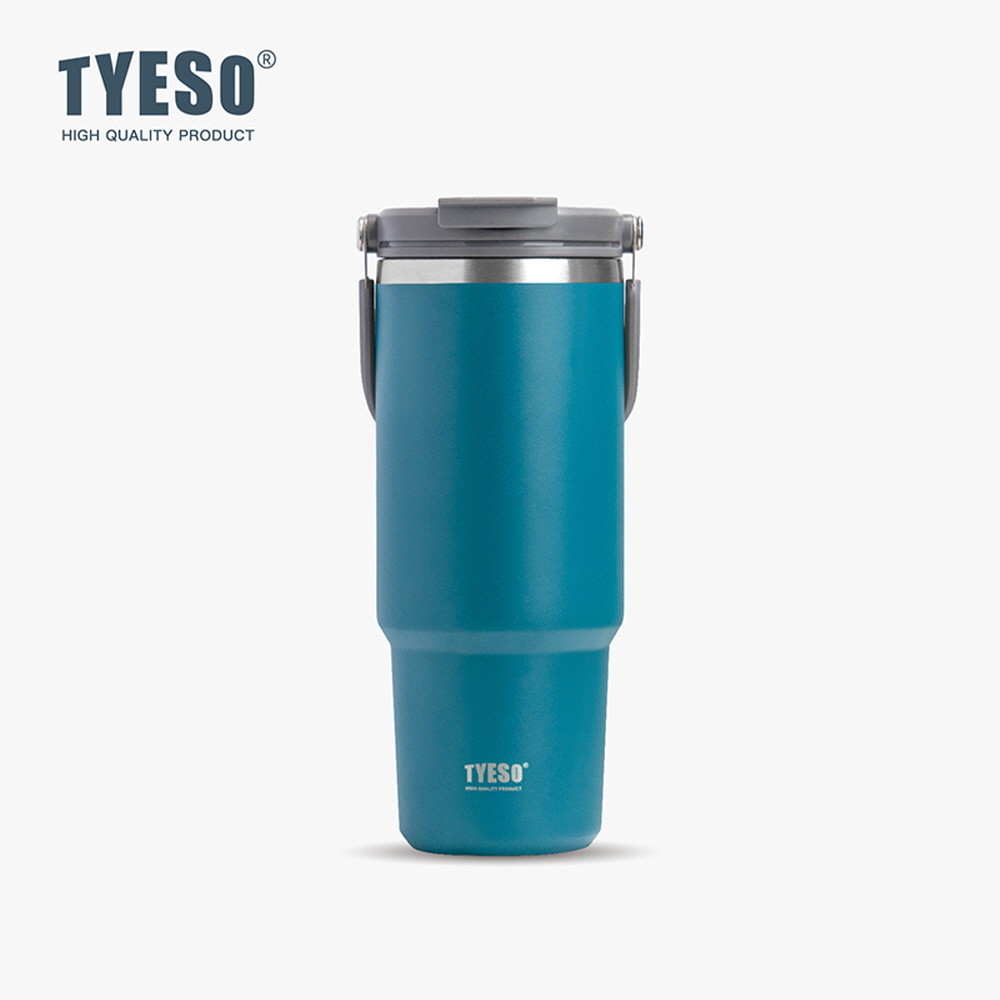 TYESO 대용량 텀블러 보온보냉 손잡이텀블러 스테인리스 학생 심플 1.2L, 블루 - 상품 이미지