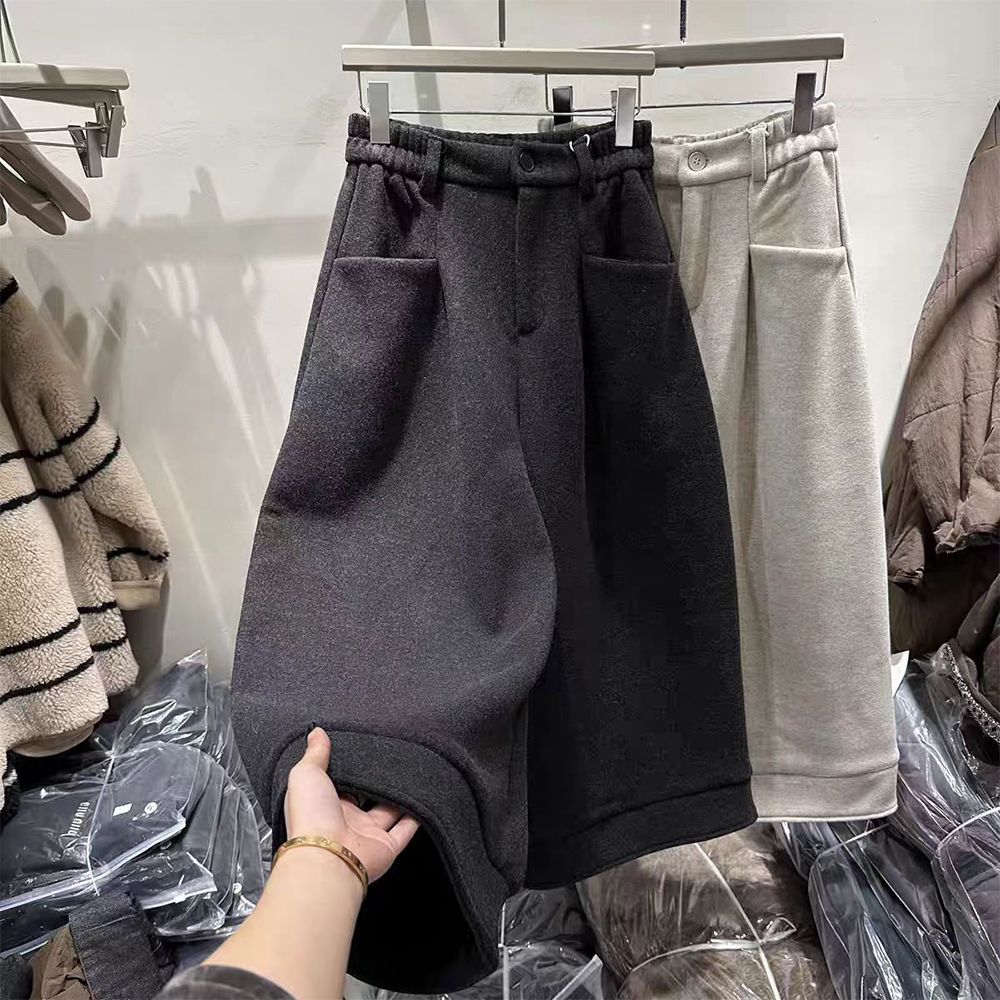 7부 와이드 밴딩 팬츠 유니섹스 포켓 바지 bying24 블랙 L(40-60kg) - 상세 이미지 2