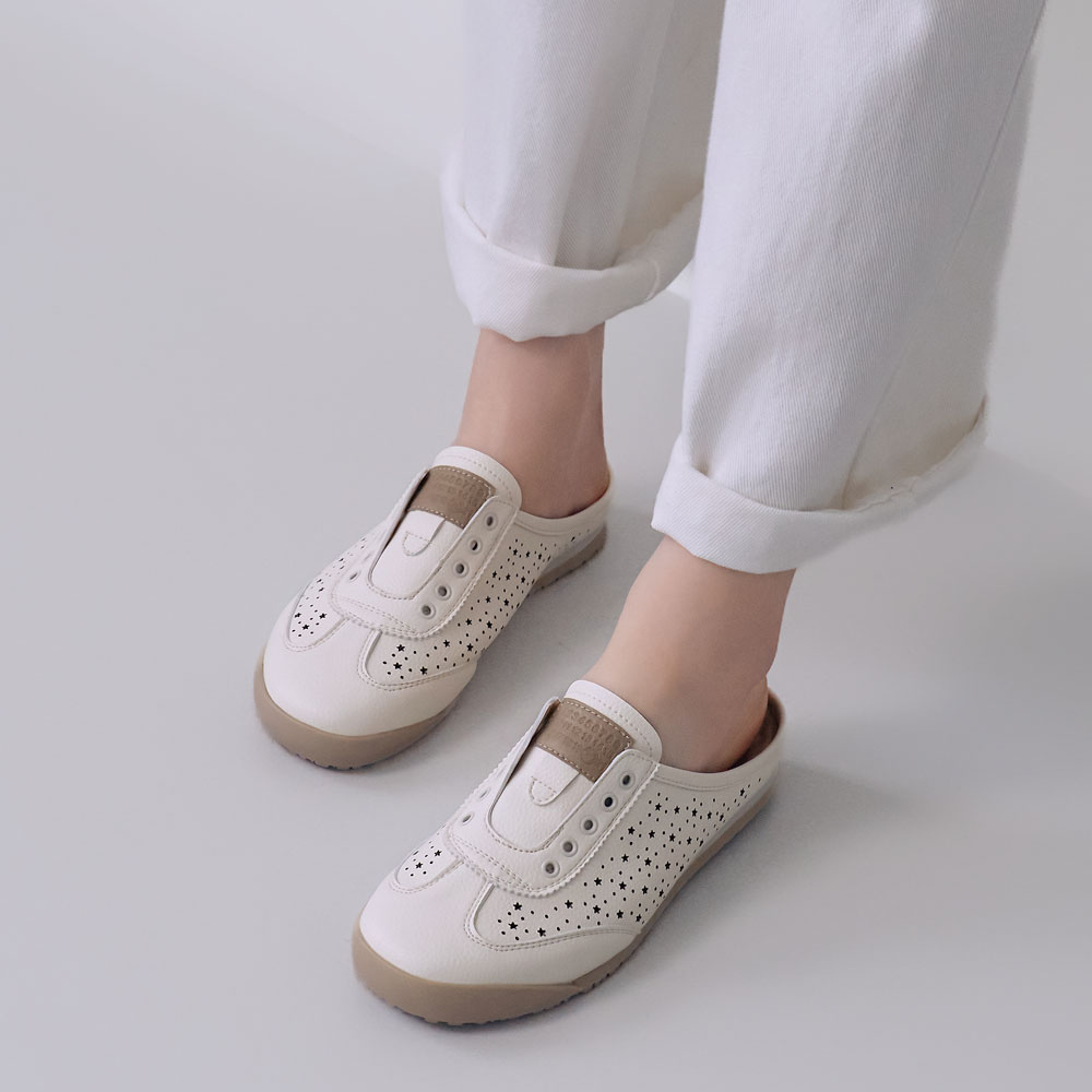에스유니 소가죽 경량 발편한 펀칭 포인트 여성 뮬 블로퍼 스니커즈 단화 2.5cm - 상세 이미지 4