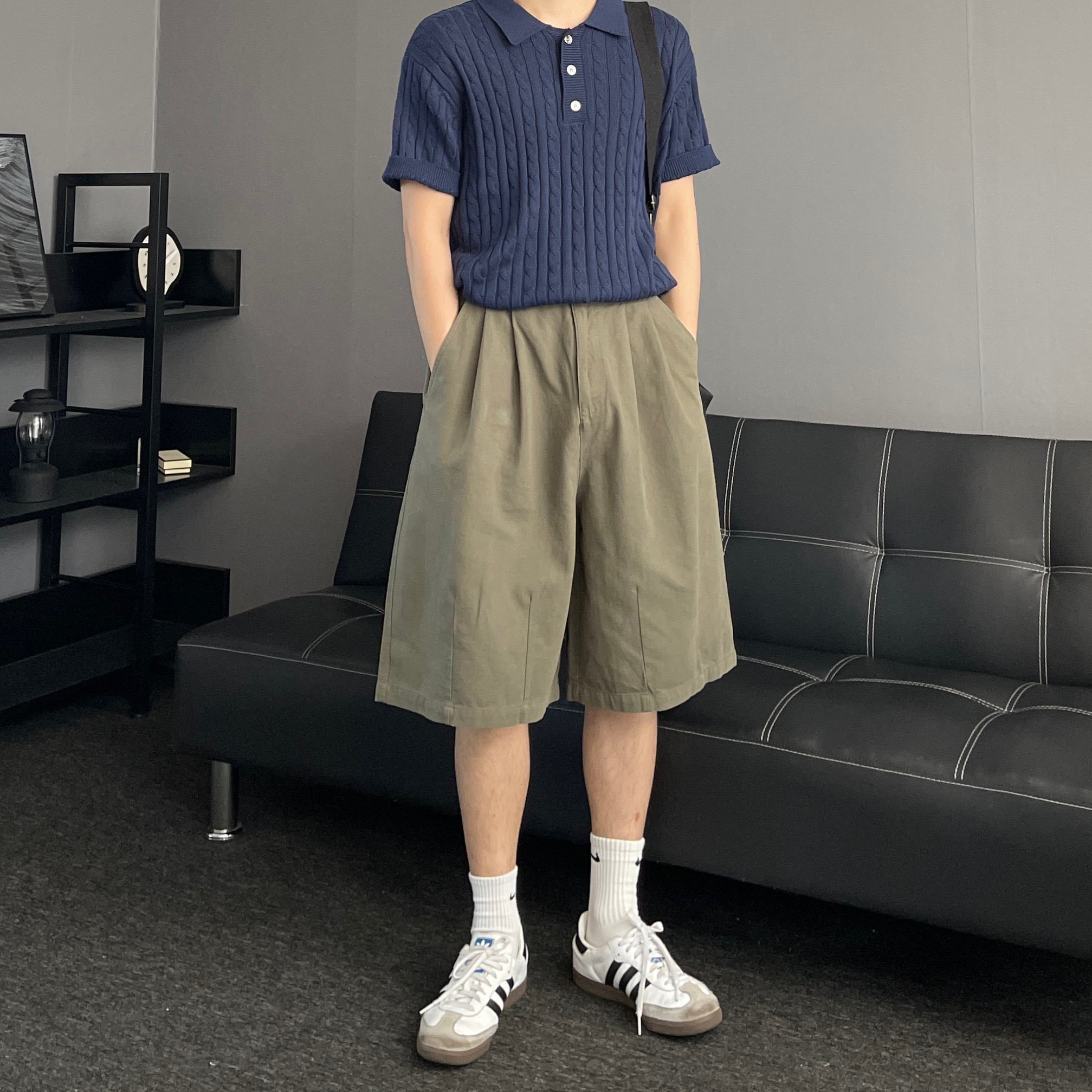 남자면반바지 남자7부반바지 베이지반바지 이미지 7