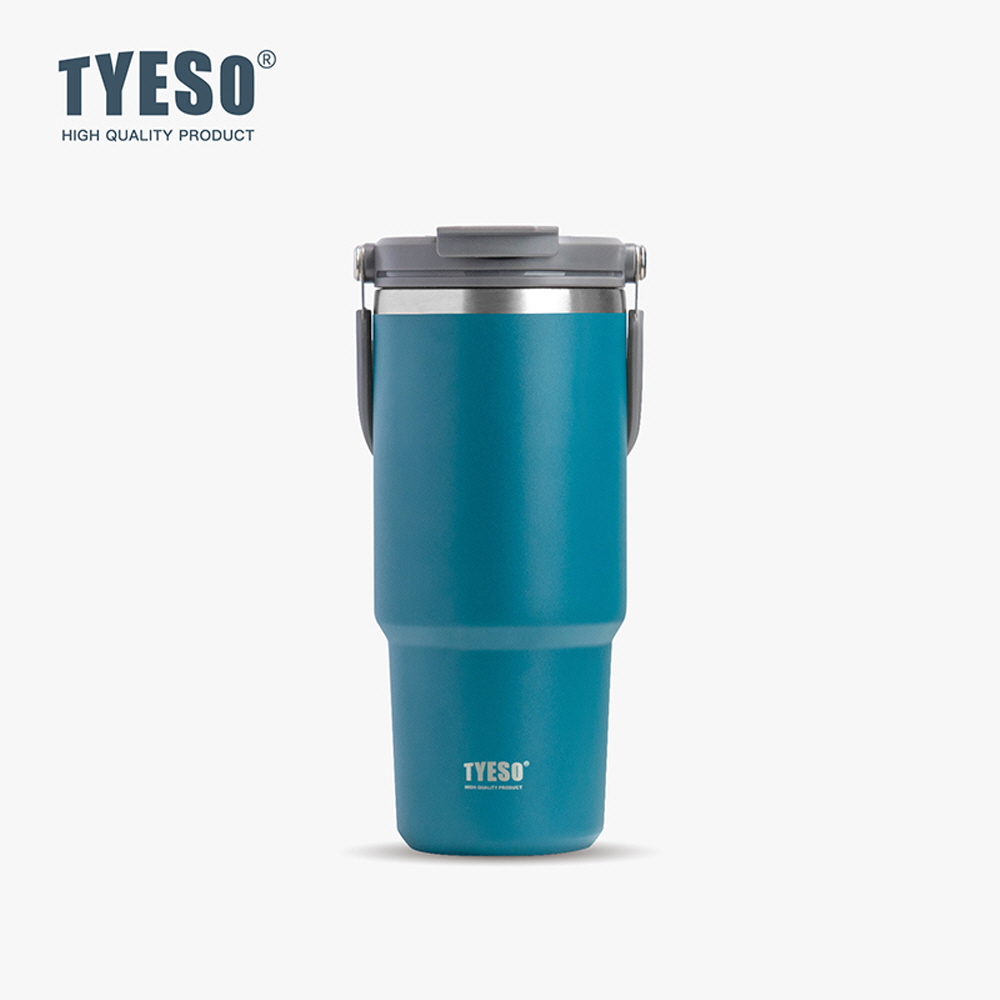 TYESO 대용량 텀블러 보온보냉 손잡이텀블러 스테인리스 학생 심플 900ml, 블루 - 상품 이미지