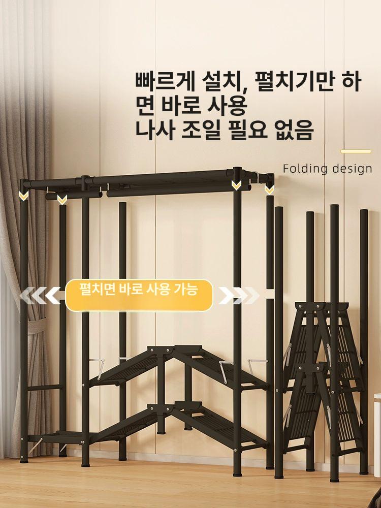 대형 조립식 옷장 수납장 간이 커튼 조립 행거 휴게실 단인형 80cm-격자 소멸 - 상세 이미지 4