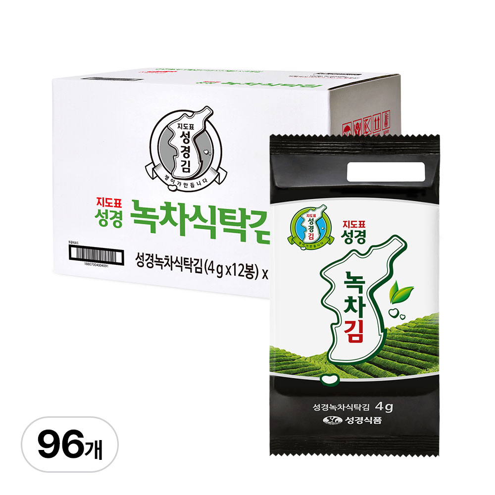 [성경김본사] 녹차 도시락김 4g 12봉x8개 총96봉 - 식탁김,보성녹차 - 상품 이미지