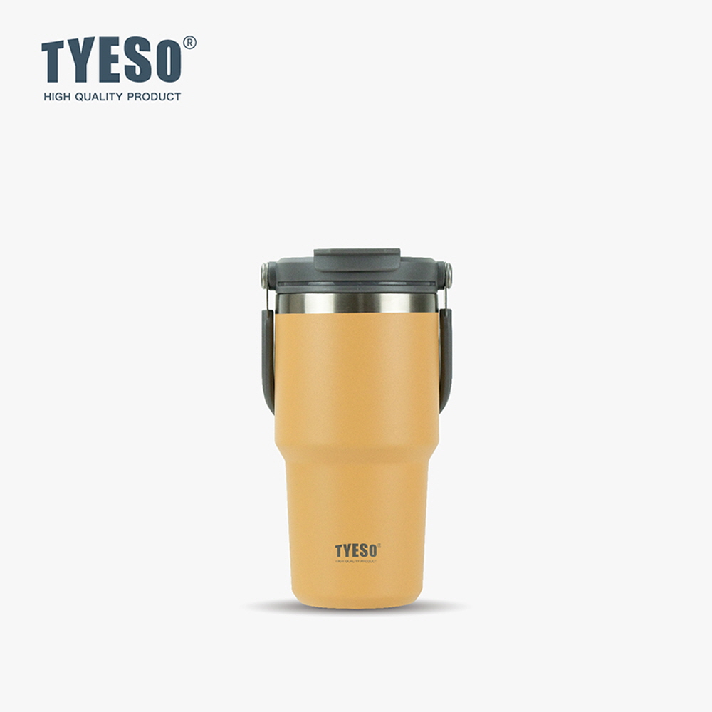 TYESO 대용량 텀블러 보온보냉 손잡이텀블러 스테인리스 학생 심플 600ml, 옐로우 - 메인 이미지