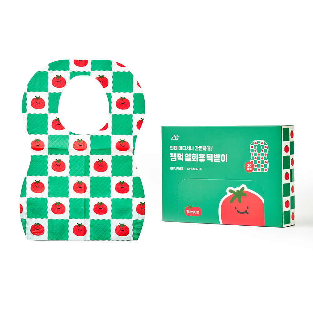 잼먹 2중 방수 아기 턱받이 일회용 20매 신생아 자기주도이유식