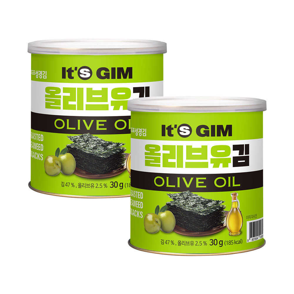 [성경김본사] 지도표 이츠김 올리브유 프리미엄 캔김 30g, 2개 - 상품 이미지