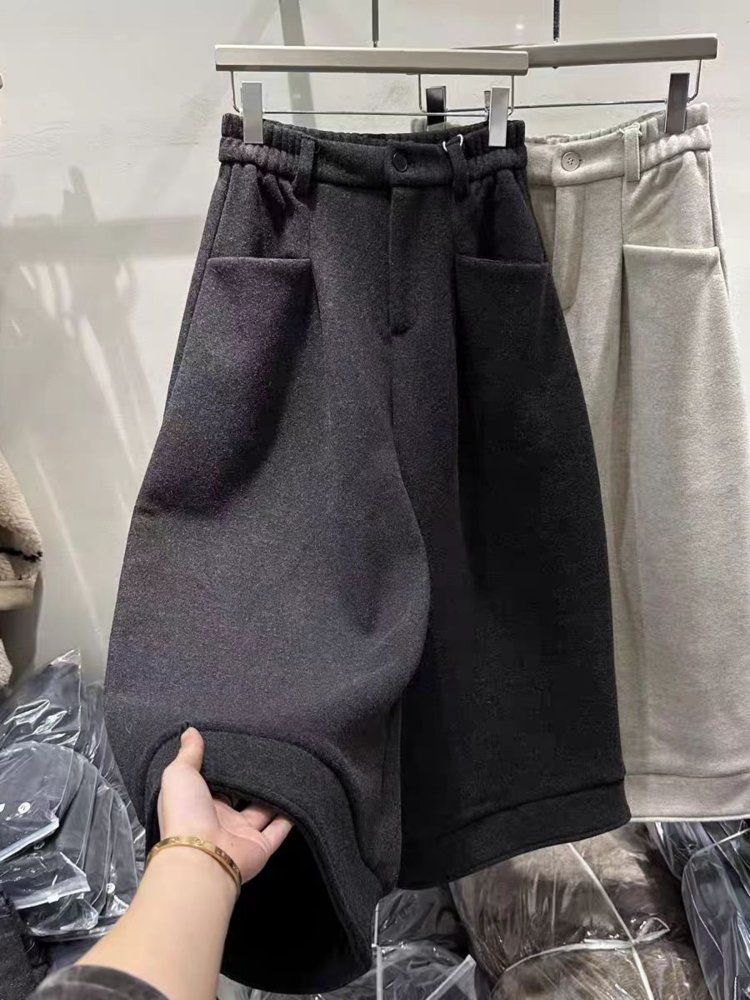 7부 와이드 밴딩 팬츠 유니섹스 포켓 바지 bying24 블랙 L(40-60kg) - 상세 이미지 5