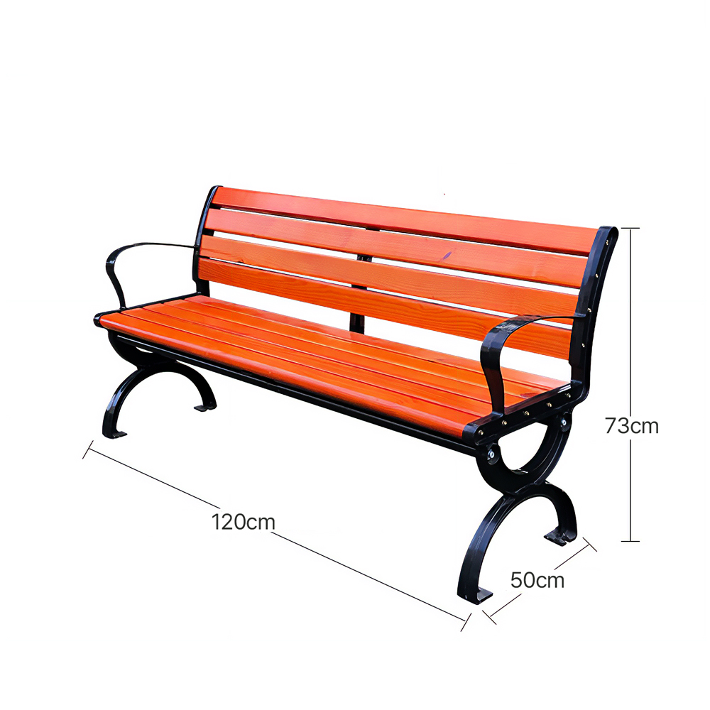 공원 벤치 야외 정원 카페 등받이 나무 철제 주물 의자 120cm