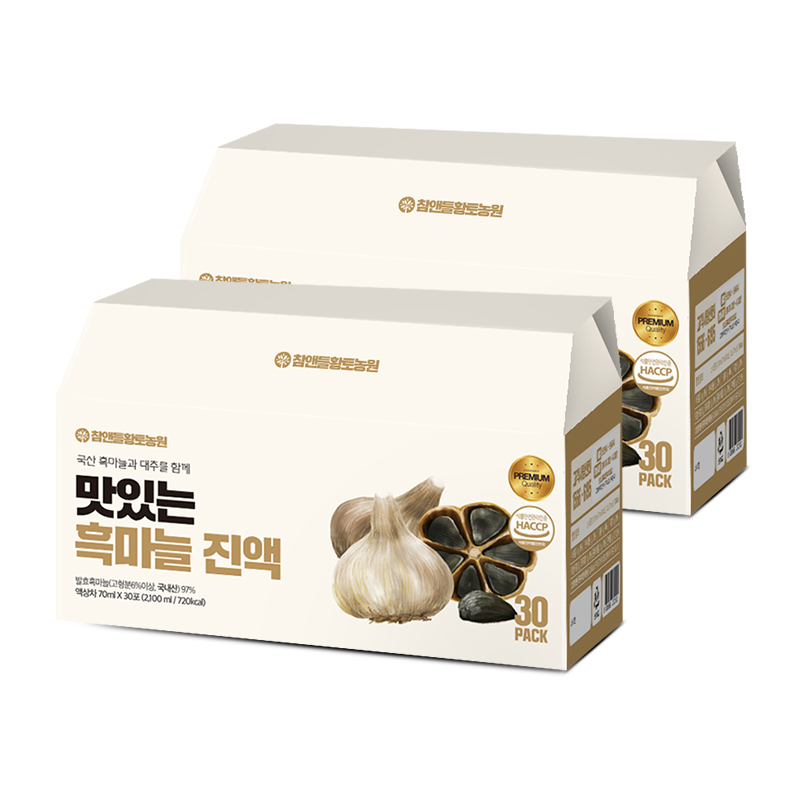[국내산 흑마늘] 참앤들황토농원 맛있는 흑마늘진액 70ml 30포, 2개