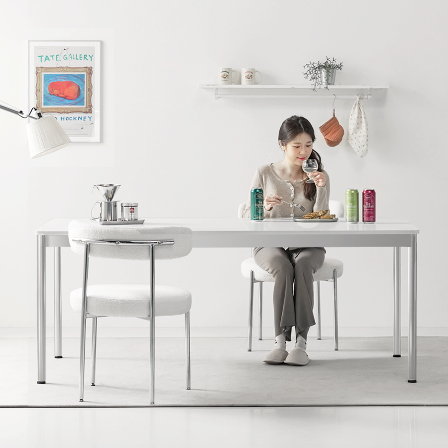 e스마트 피크 4인용 6인용 라운드모서리 식탁 1200x600 화이트 프레임