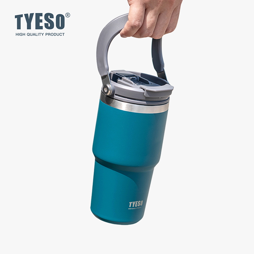 TYESO 대용량 텀블러 보온보냉 손잡이텀블러 스테인리스 학생 심플 900ml, 핑크 - 상세 이미지 4