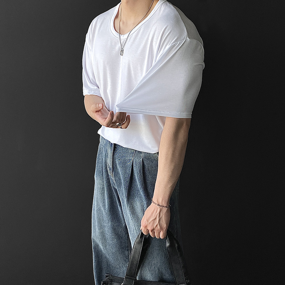 1+1 남자유넥반팔티 남자오버핏반팔티 짐웨어 헬스 - 상세 이미지 4