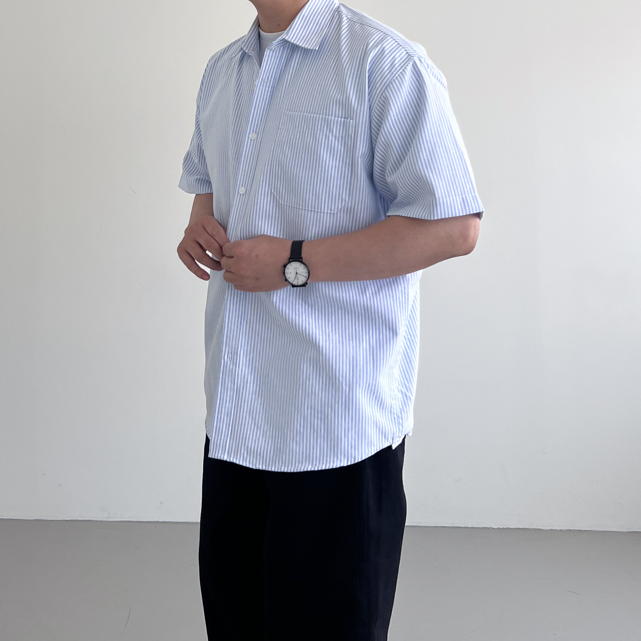 옥스포드반팔셔츠 반팔와이셔츠 남자오버핏셔츠 - 상세 이미지 5