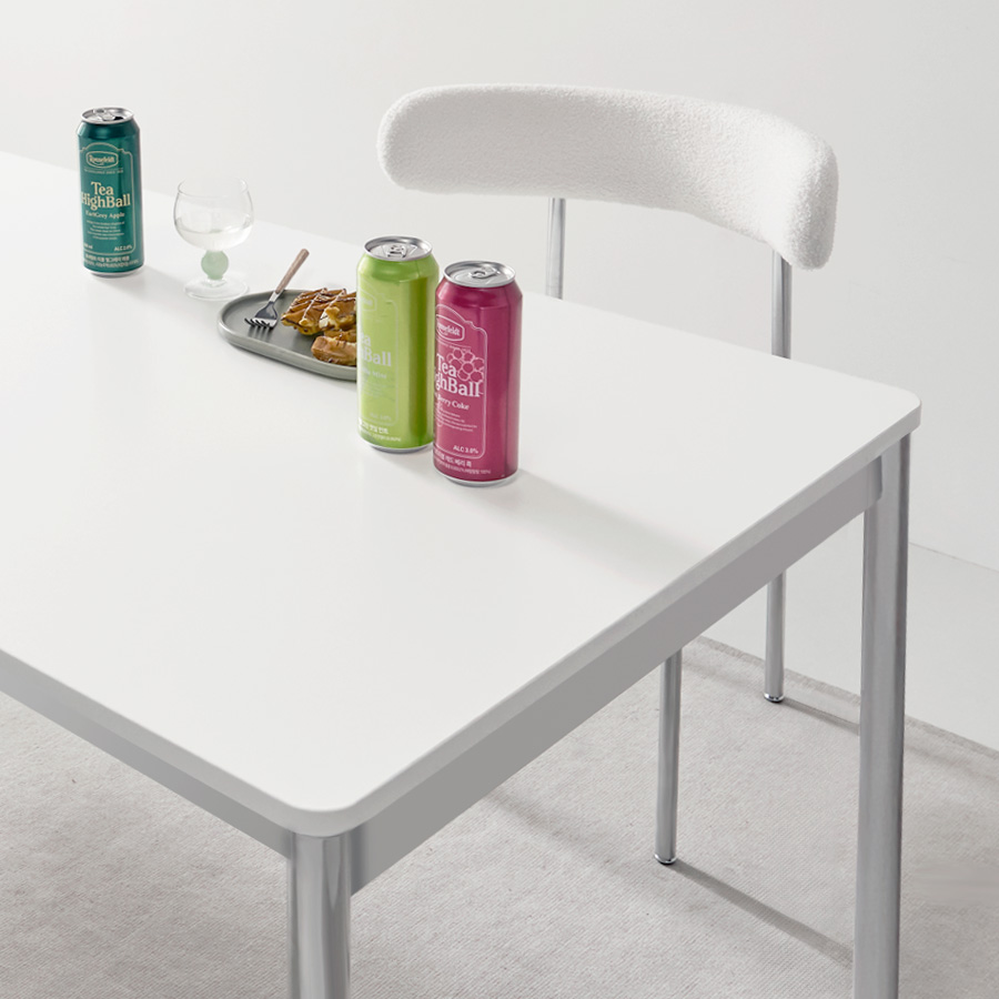 e스마트 피크 4인용 6인용 라운드모서리 식탁 1200x600 화이트 프레임