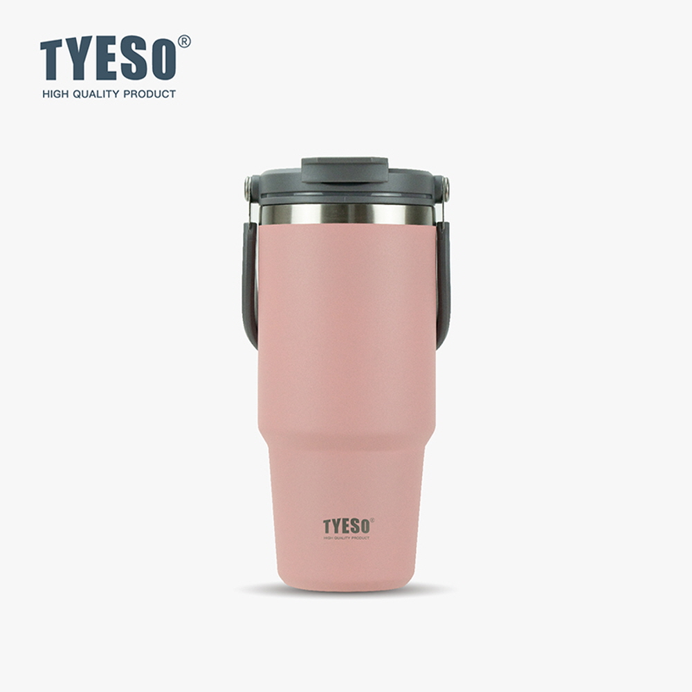 TYESO 대용량 텀블러 보온보냉 손잡이텀블러 스테인리스 학생 심플 900ml, 핑크 - 상품 이미지