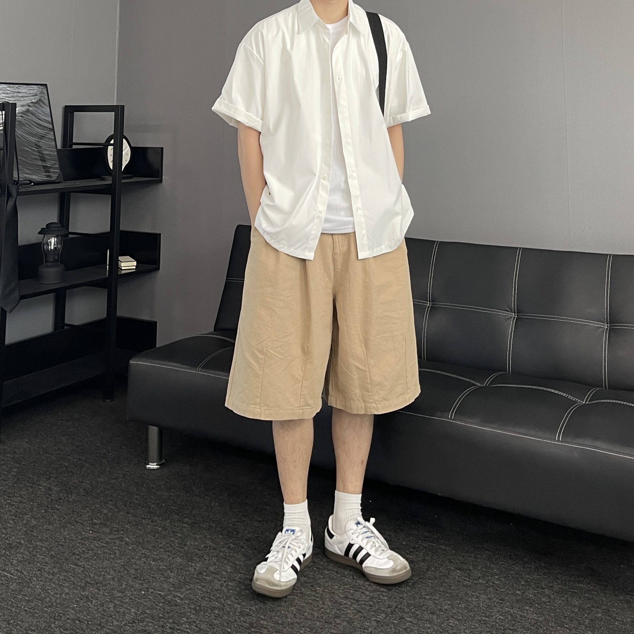 남자면반바지 남자7부반바지 베이지반바지 - 상세 이미지 5