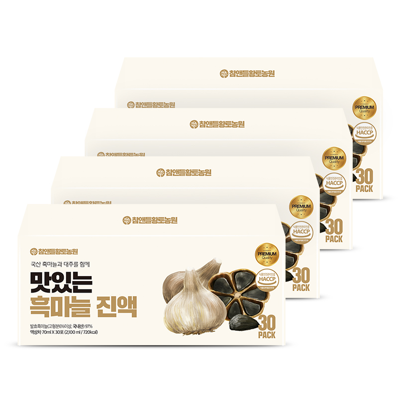 [국내산 흑마늘] 참앤들황토농원 맛있는 흑마늘진액 70ml 30포, 4개