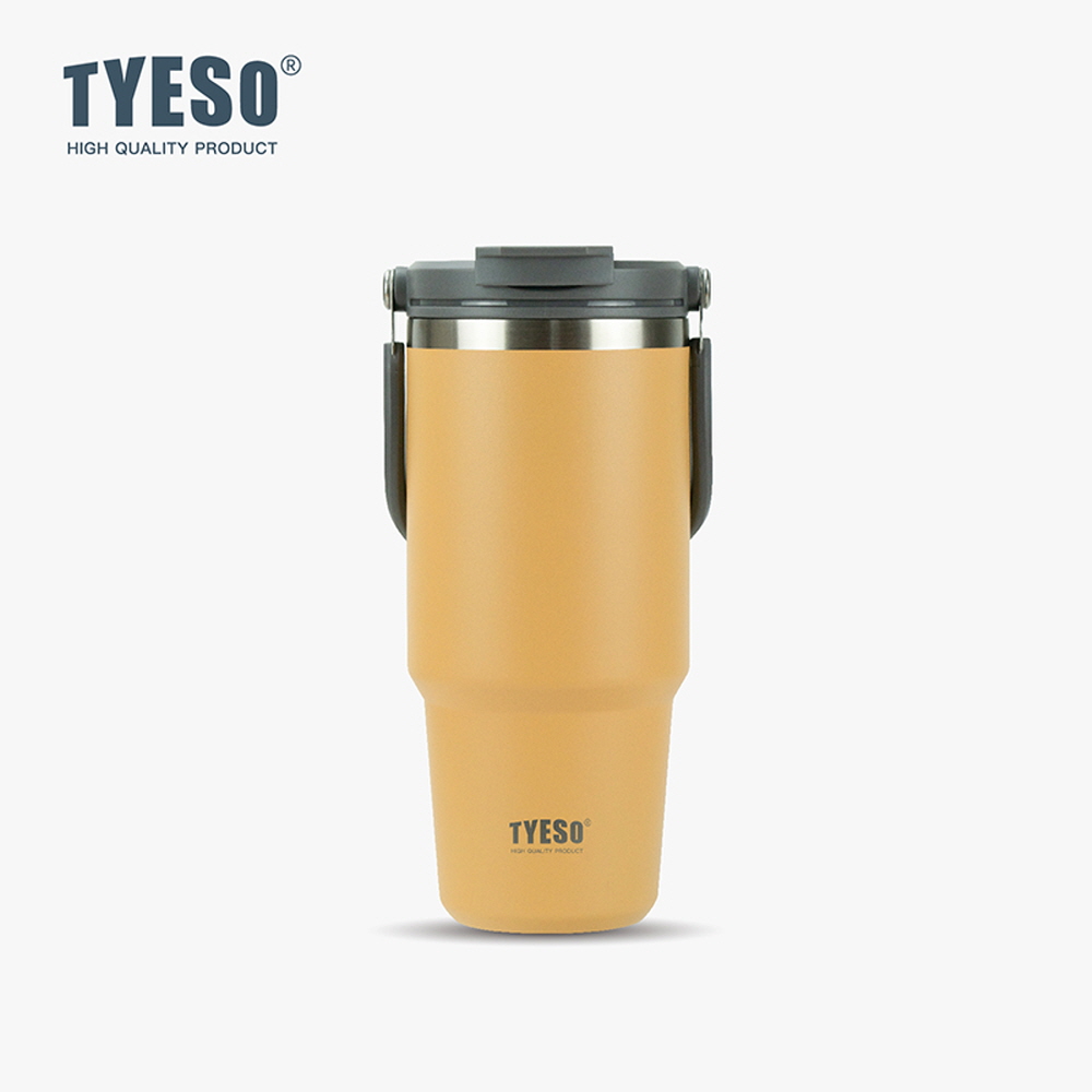 TYESO 대용량 텀블러 보온보냉 손잡이텀블러 스테인리스 학생 심플 900ml, 옐로우 - 상품 이미지