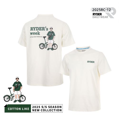 라이더 RYDER 2025RC-12 코튼라이크 남여공용 반팔티셔츠 배드민턴 복 탁구 스쿼시 스포츠의류 - 상품 이미지