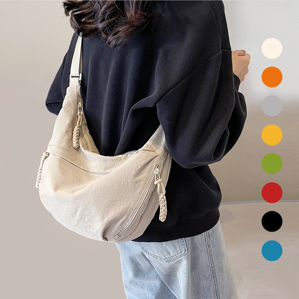 여성 나일론 여행용 크로스백 반달 크로와상백 해외 여행 슬링백 가방